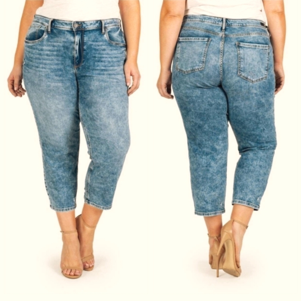 NWOT stone wash demin capris jeans size 16W 99%cotton 1%spandex
